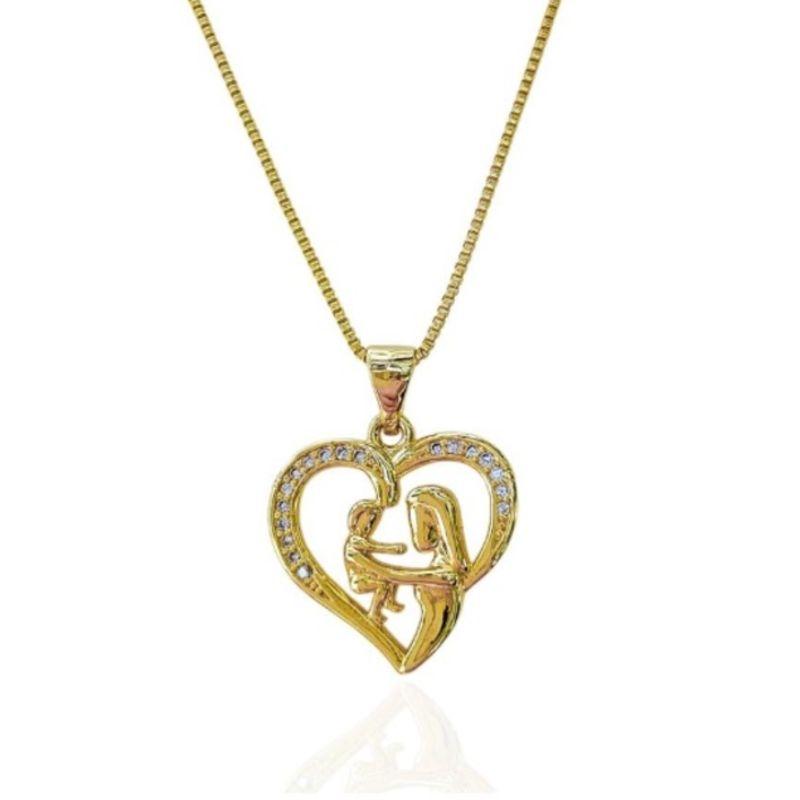 PINGENTE CORAÇAO CRAVEJADO MAE FILHO