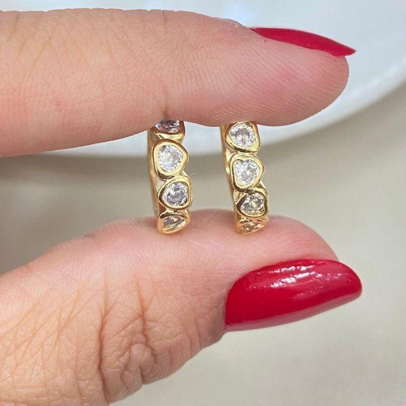 ARGOLA CORAÇAO CRAVEJADO P