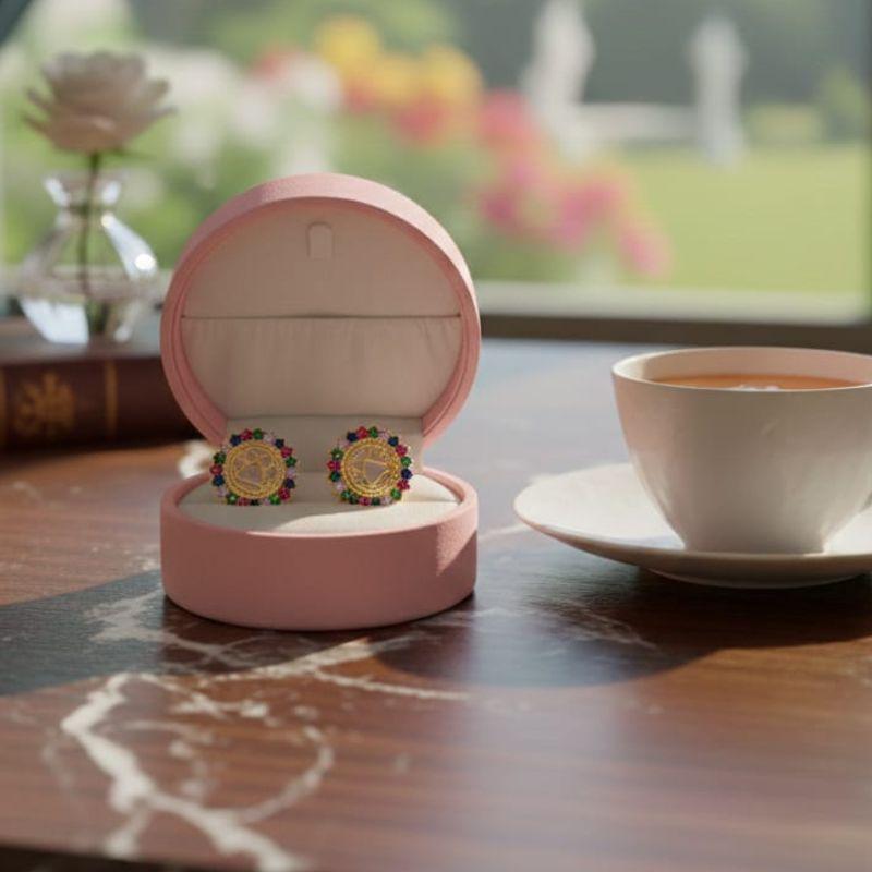 BRINCO PATINHA CRAVEJADA COLORIDA   DE ZIRCONIA