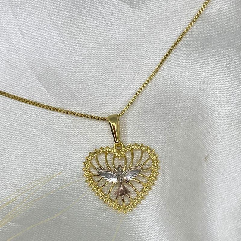 COLAR  CORAÇAO GALHO 3 TONS