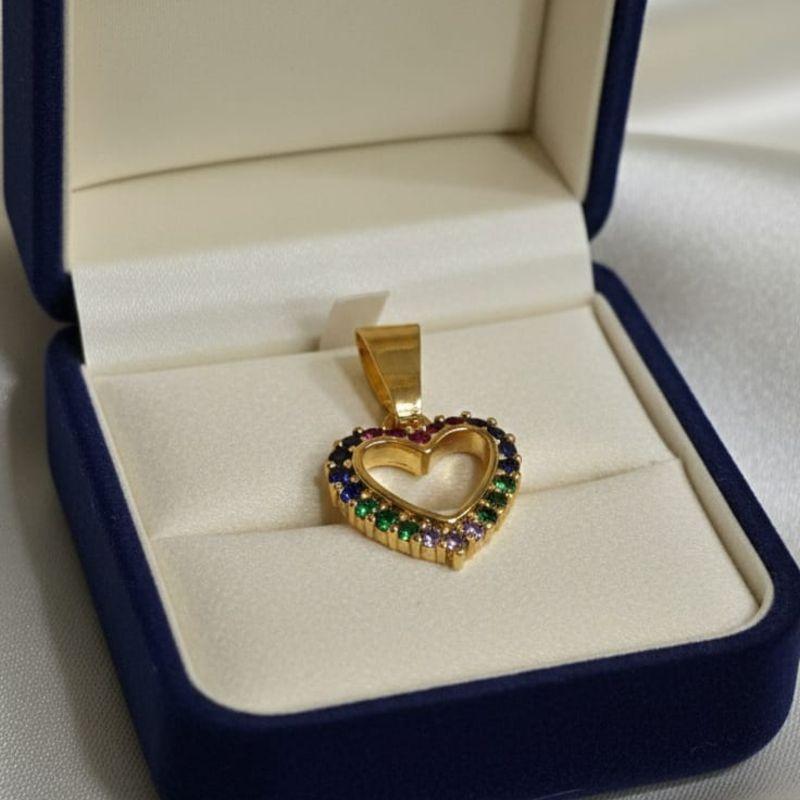 PINGENTE CORAÇÃO COLORIDO