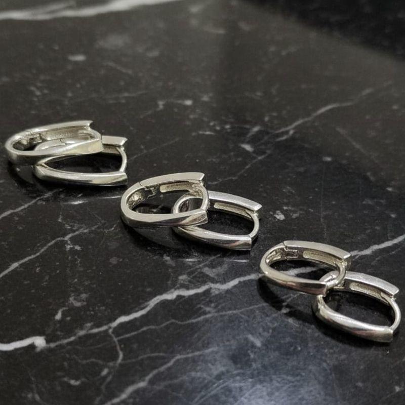 TRIO DE ARGOLA OVAL PRATA