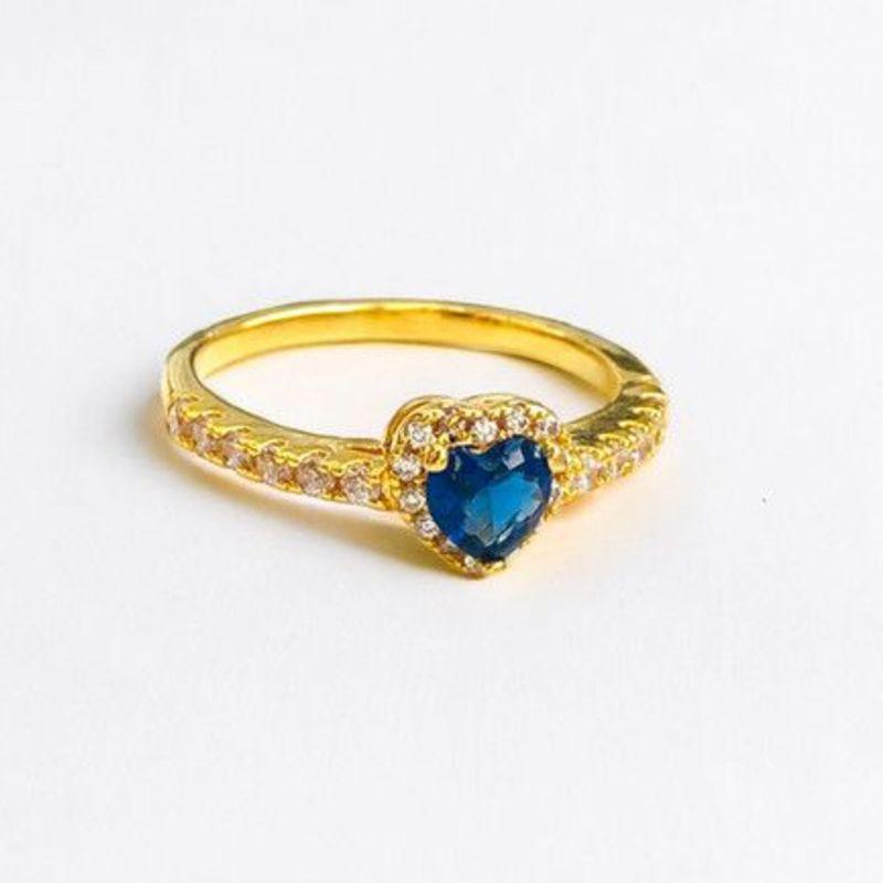 ANEL PRINCESA CORAÇÃO AZUL CRAVEJADO