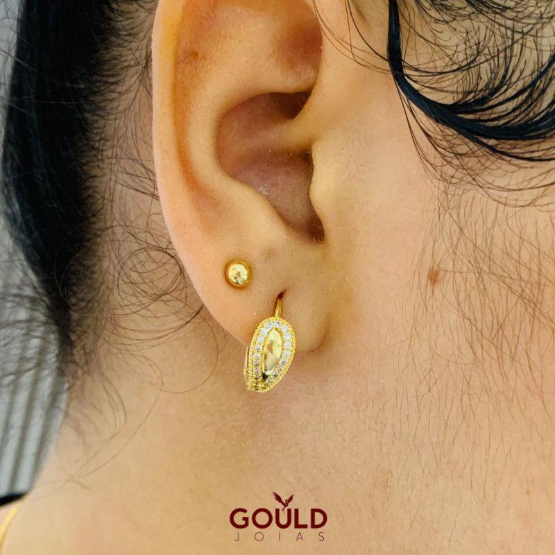 ARGOLA GOTA COM ZIRCONIA