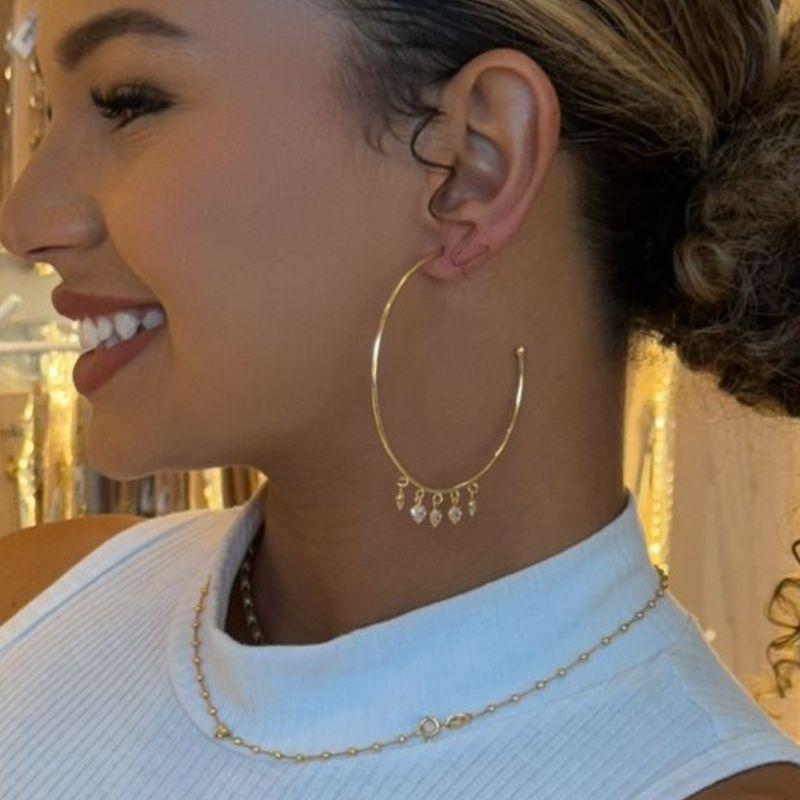 ARGOLA LISA PEDRA 5 CORAÇÕES G