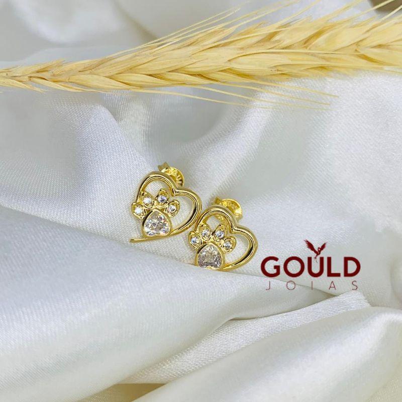 BRINCO CORAÇAO VAZADO PATINHA COM ZIRCONIA