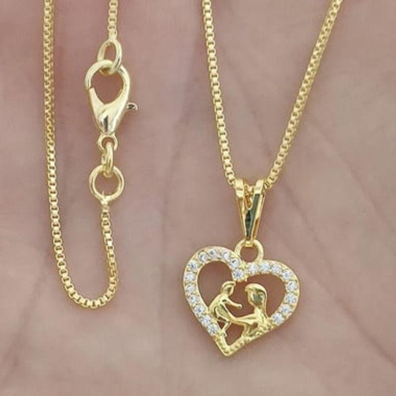 COLAR  CORAÇAO CRAVEJADO MAE FILHO