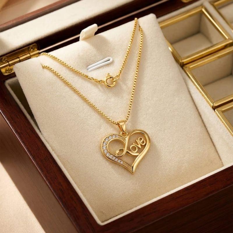 COLAR CORAÇAO LOVE C/ ZIRCONIA