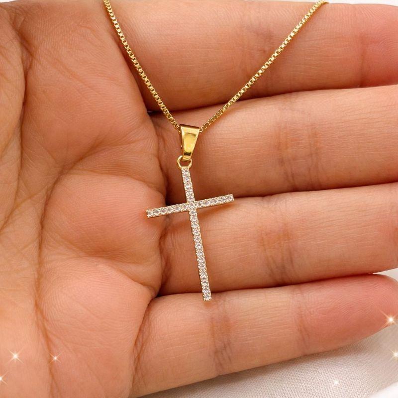 COLAR CRUZ ZIRCONIA C/CORRENTE