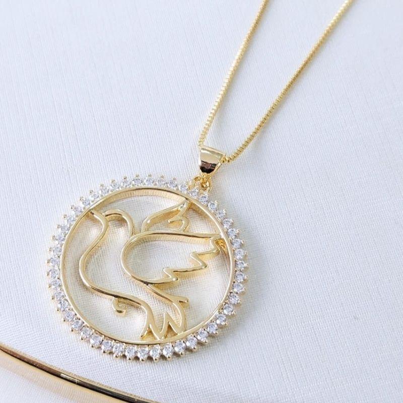 COLAR ESPIRITO SANTO REDONDO CRAVEJADO