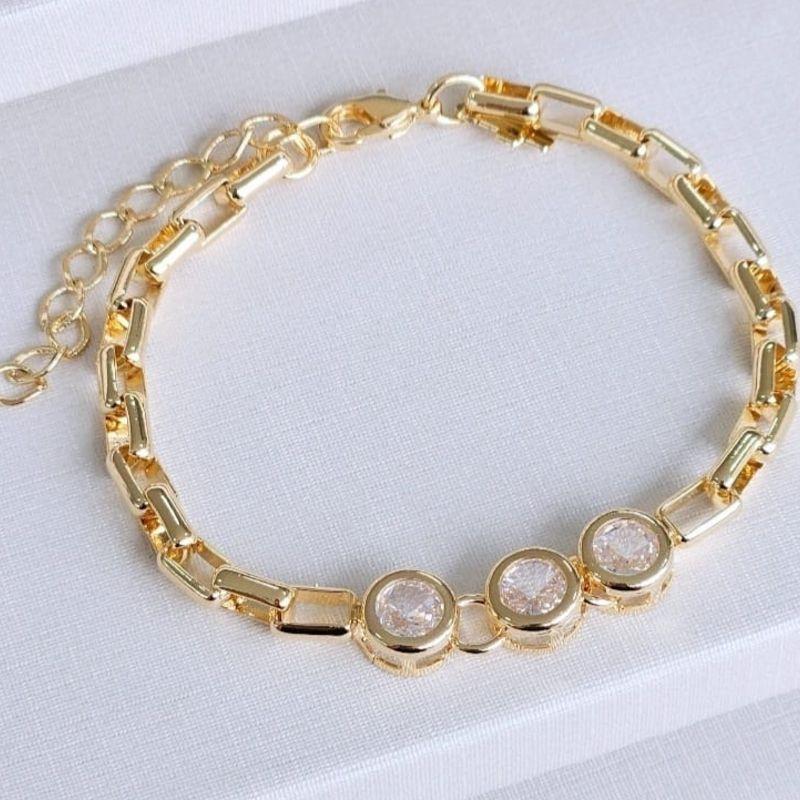 PULSEIRA ELO RETANGULAR LISO 3 PONTO