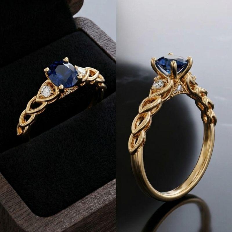 ANEL TWIST COM PEDRA AZUL