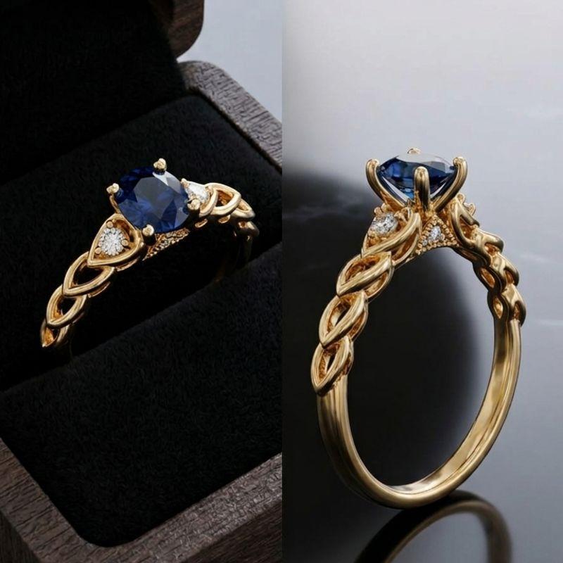 ANEL TWIST COM PEDRA AZUL