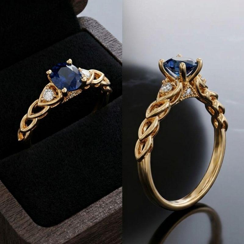 ANEL TWIST COM PEDRA AZUL