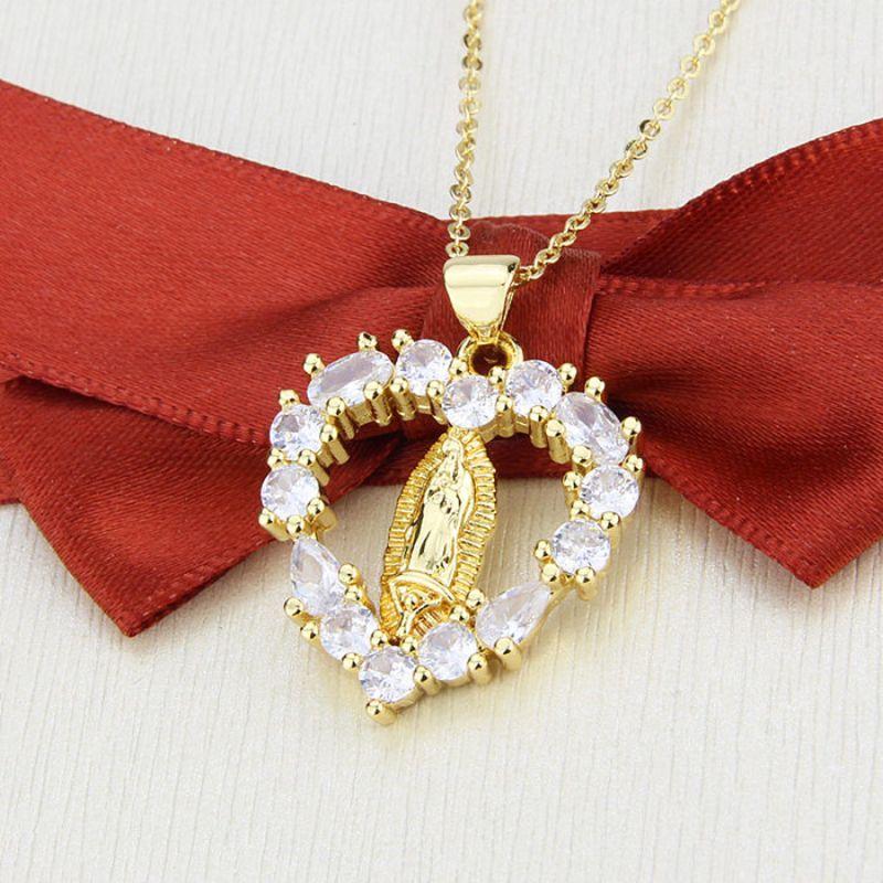 COLAR NOSSA SENHORA CORAÇAO C/ ZIRCONIA