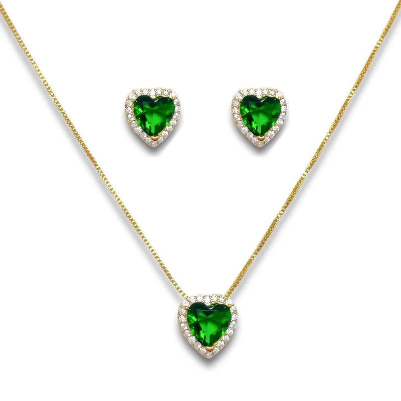 CONJUNTO CORAÇAO VERDE CRAVEJADO