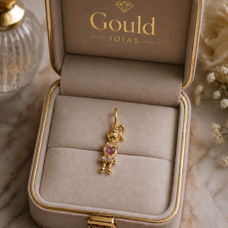 PINGENTE MENINA CORAÇAO ROSA