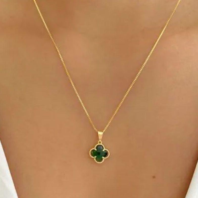PINGENTE TREVO VERDE ESMERALDA