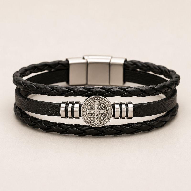 PULSEIRA ALÇA DE COURO TRANÇADA SAO BENTO