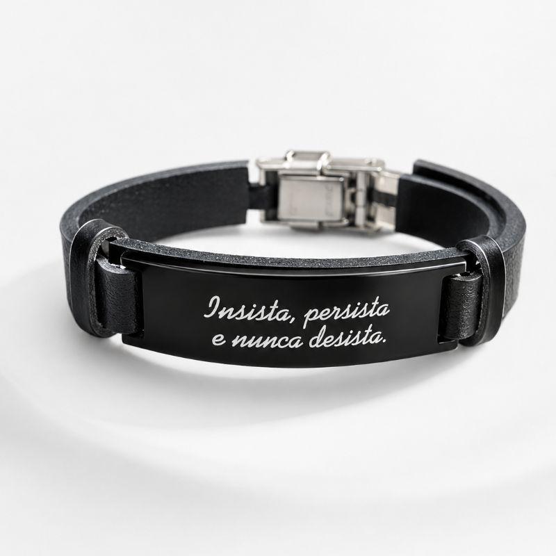 PULSEIRA CHAPA INSISTA, PERSISTA E NUNCA DESISTA ALÇA DE COURO