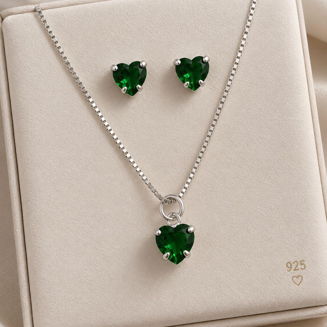 CONJUNTO CORAÇAO VERDE EMERALDA