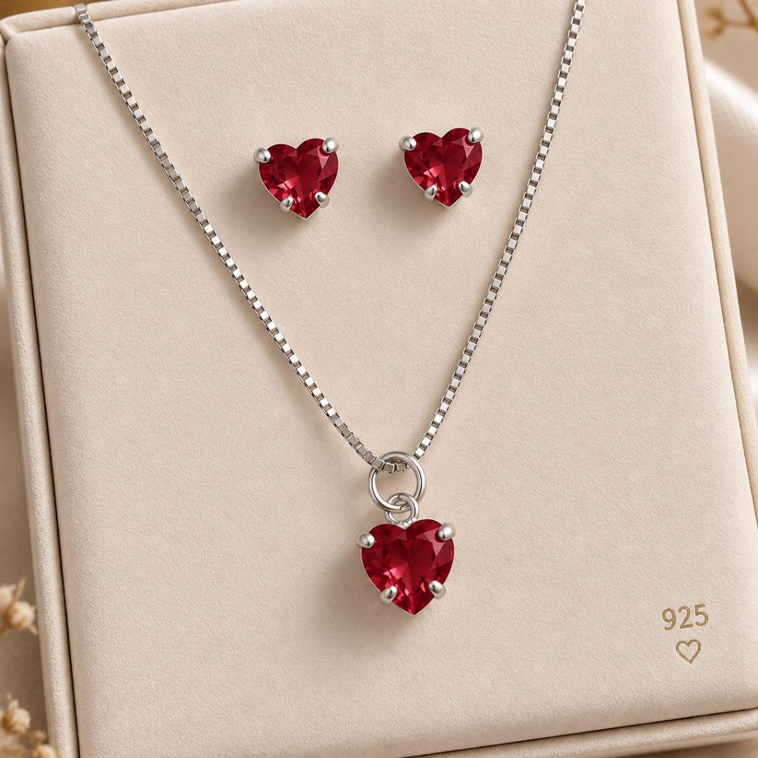 CONJUNTO CORAÇAO VERMELHO CEREJA