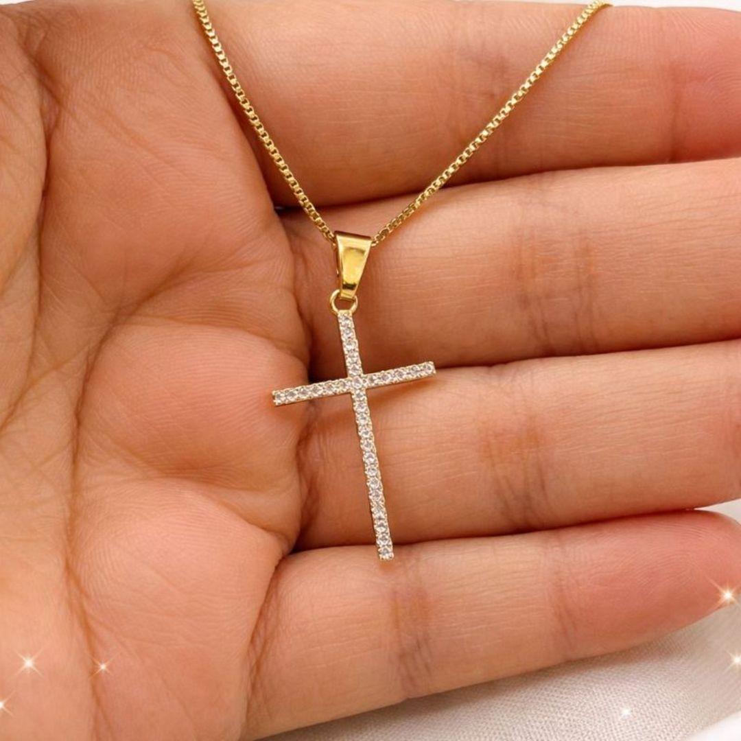 PINGENTE CRUZ ZIRCONIA C/CORRENTE